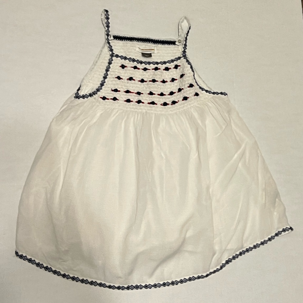 Pilcro by Anthropologie Smocked Embroidered Blue Roses Tank size S